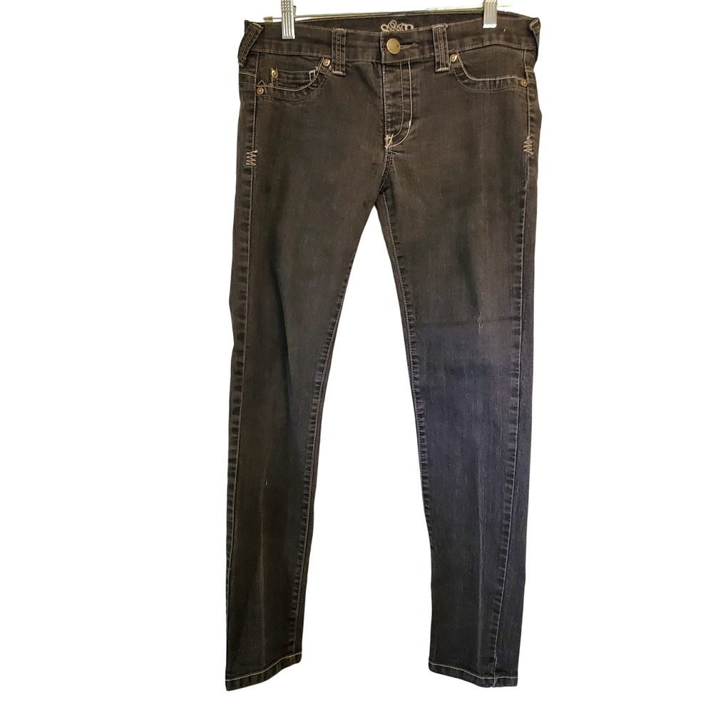 S&P Jeans Women's Size 29 Black Fleur de Lis Embellished Skinny Denim
